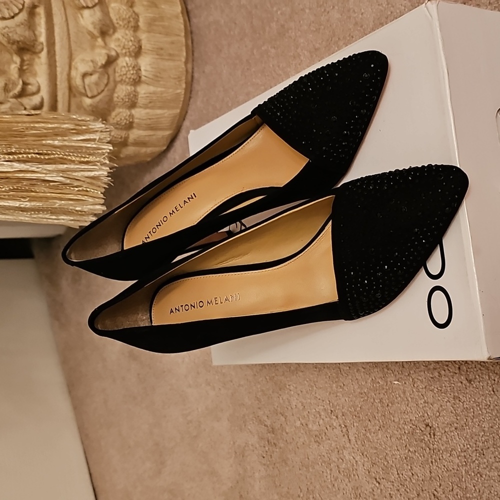 BRAND NEW IN BOX BLACK SUEDE HEELS
